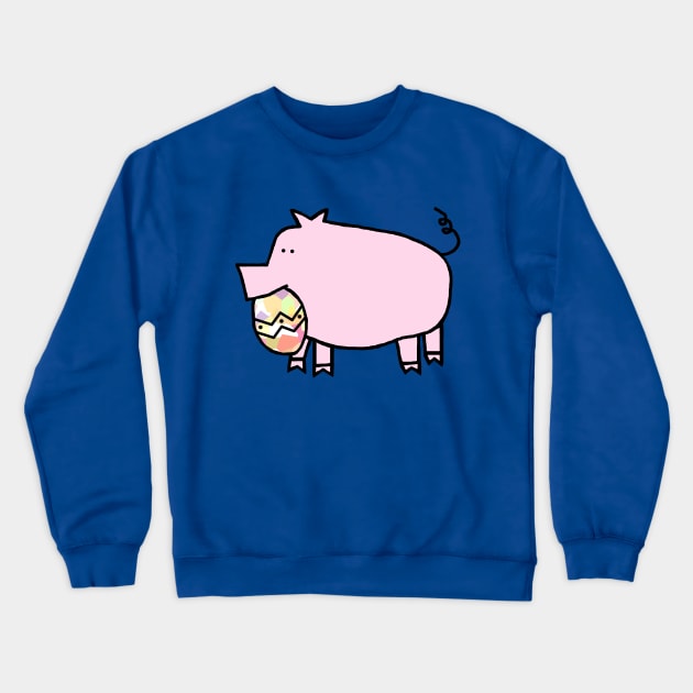 Pink Pig Holding Easter Egg Crewneck Sweatshirt by ellenhenryart